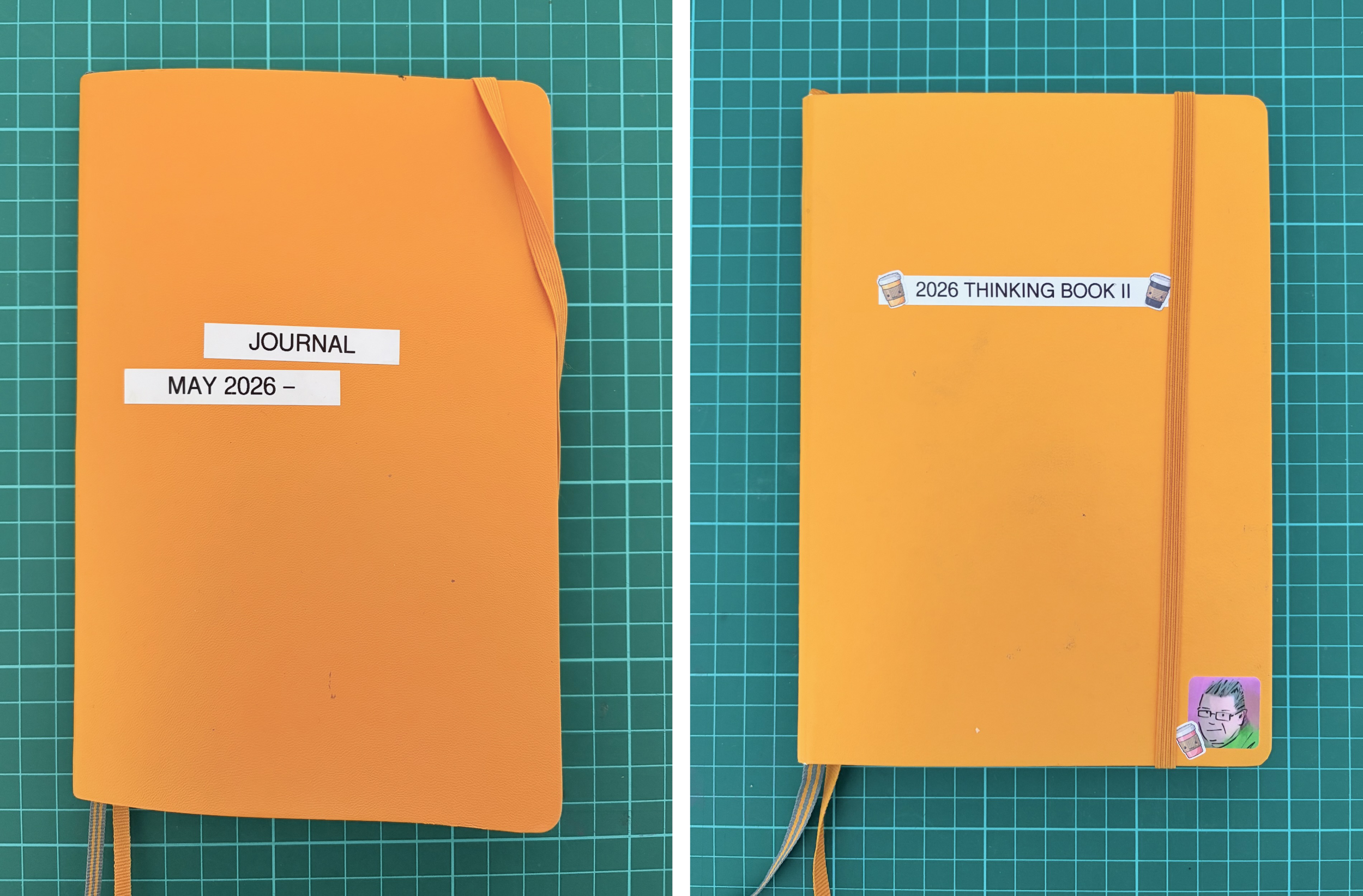 Covers of Leuchtturm1917 B6+ softback and A5 hardback notebooks, orange in colour