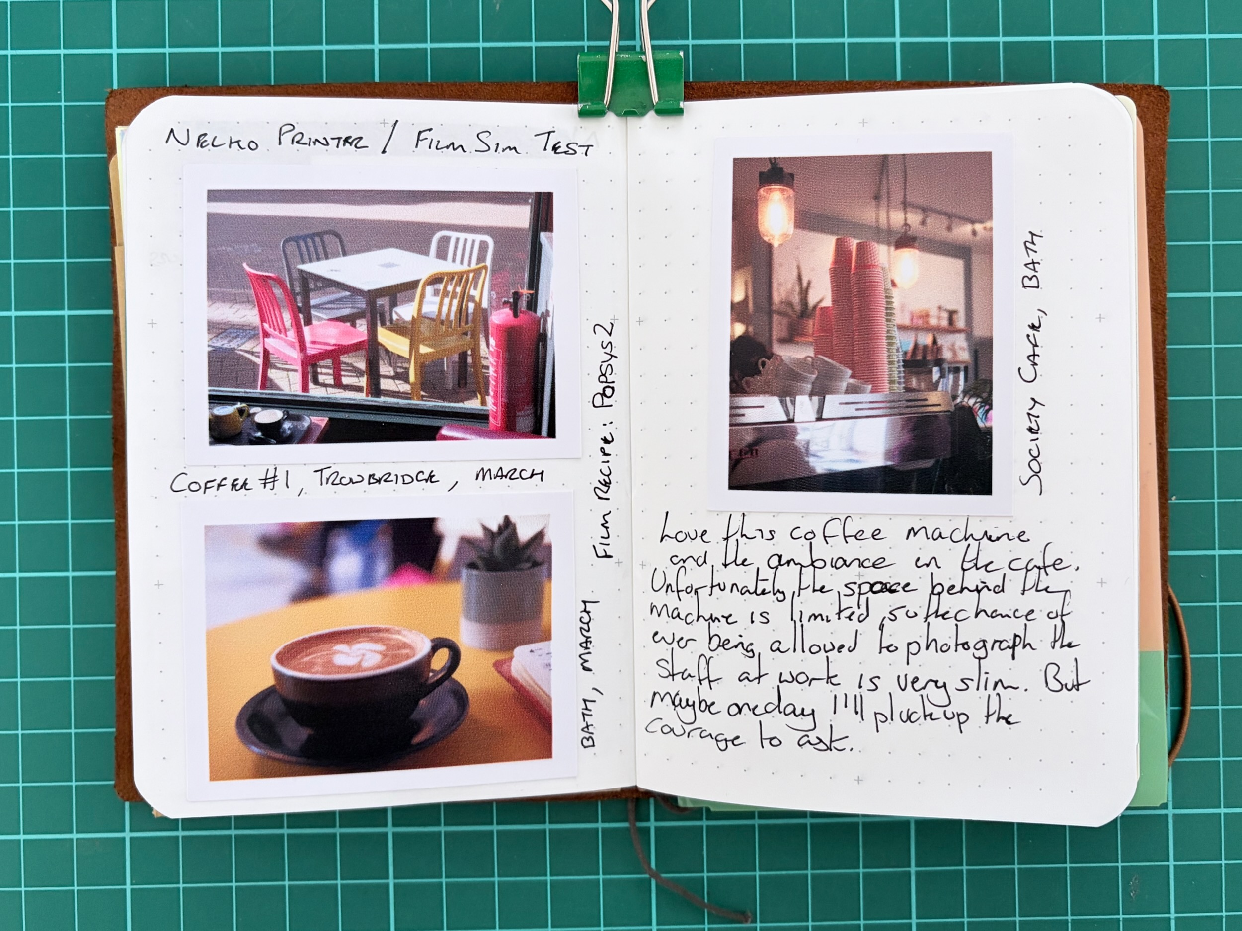 Photo of more images printed with the Nelko PP01 stuck in to my photo journal